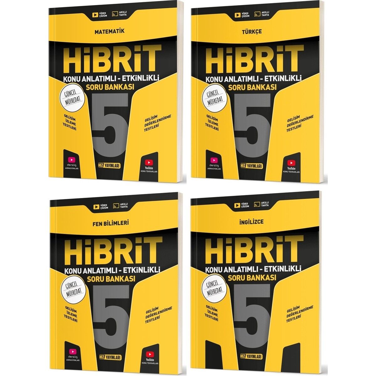2025 5. Sınıf Matematik Türkçe Fen Ingilizce Hibrit - Konu Seti 4 Kitap