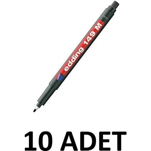 Edding 10 Adet Asetat Kalemi Silgili E-149M Siyah CD Kalemi 1 mm Permanent