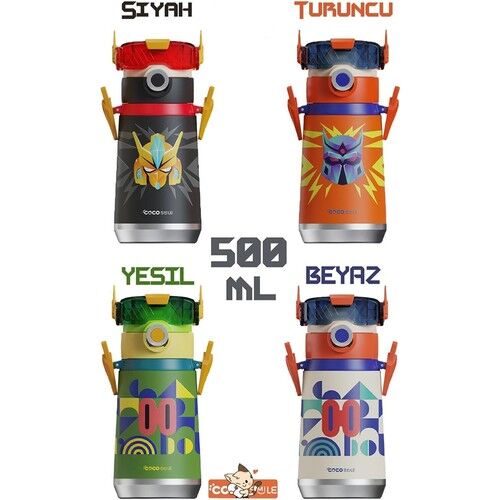 Vagonlife CS 0001 500 ml Beyaz Pipetli Boyun Askılı Çelik Termos