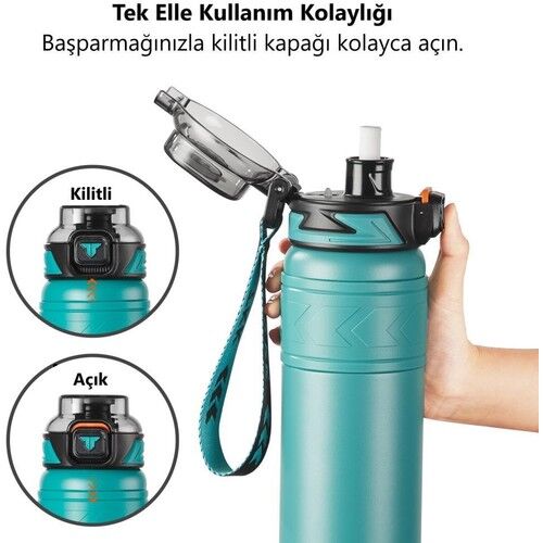 Tkk Çelik Termos 900 Ml T2025  Turkuaz
