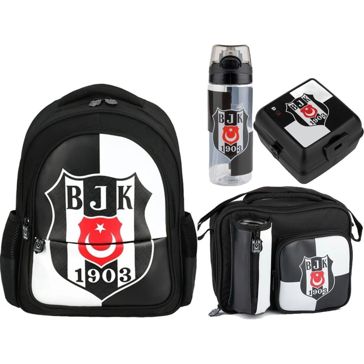Taraftar Beşiktaş Çanta+ Beslenme Çantası+ Suluk+ Beslenme Kabı Set 14