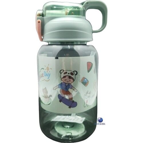 Vagonlife Kalın Pipetli Kilitli Kapak 600 Ml Okul Su Matarası Yeşil