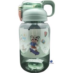 Vagonlife Kalın Pipetli Kilitli Kapak 600 Ml Okul Su Matarası Yeşil