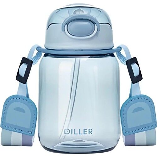 Diller 500ml Askılı Pipetli Tritan Su Matarası Mavi