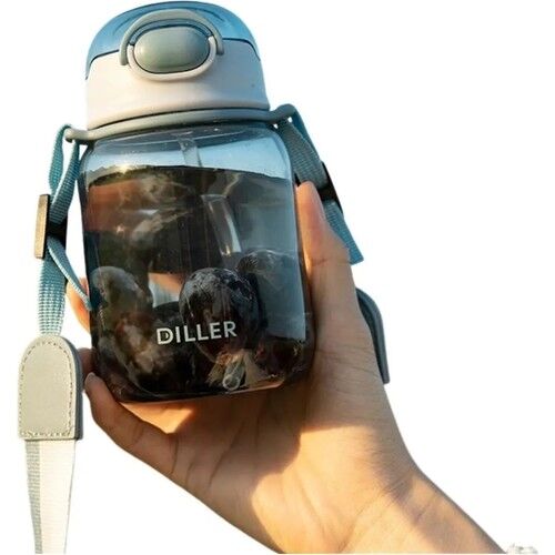 Diller 500ml Askılı Pipetli Tritan Su Matarası Mavi