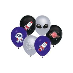 Balonevi TKG8020 4+1 Kozmik Galaksi Baskılı Balon 12 Inç 8li -Balonevi