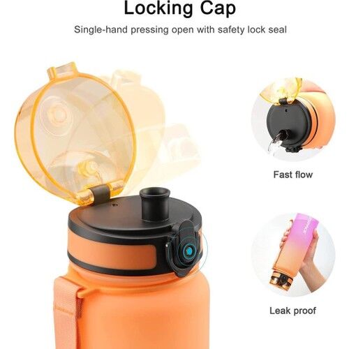 Uzspace Tritan Su Matarası 800ml Turuncu Mor