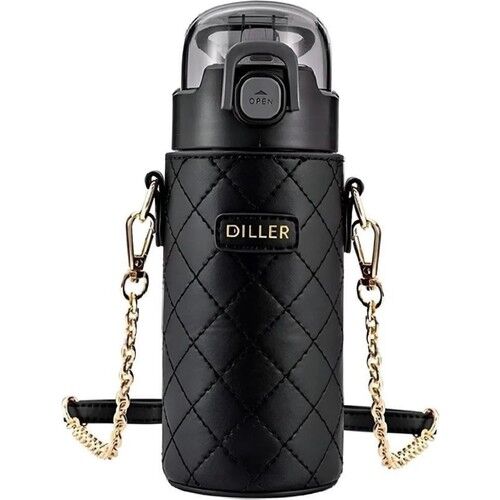 Diller Çelik Pipetli Termos Matara 450ml Siyah