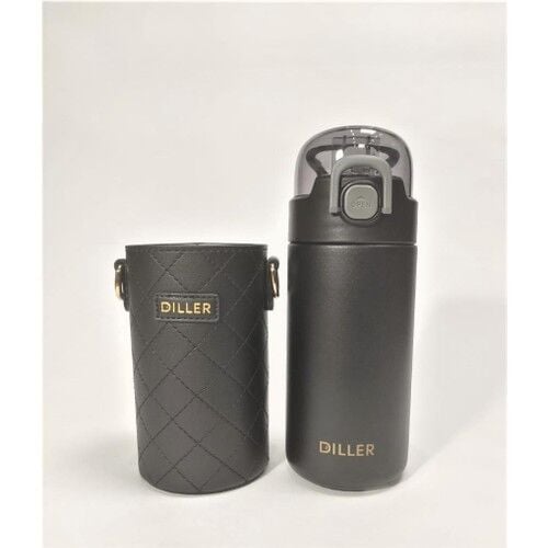 Diller Çelik Pipetli Termos Matara 450ml Siyah
