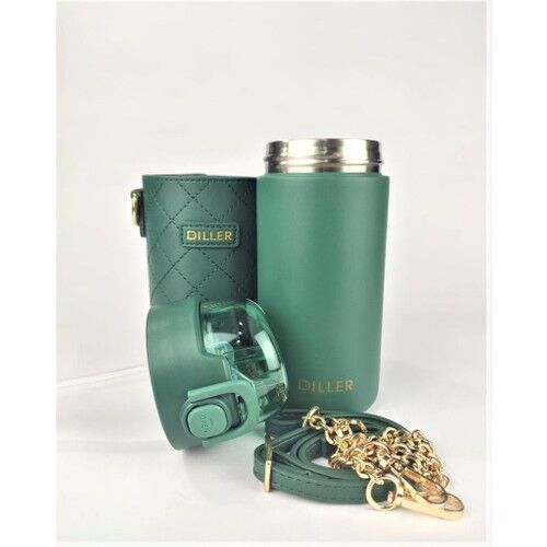 Diller Çelik Pipetli Termos Matara 450ml Yeşil