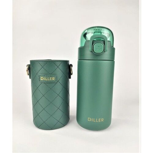 Diller Çelik Pipetli Termos Matara 450ml Yeşil