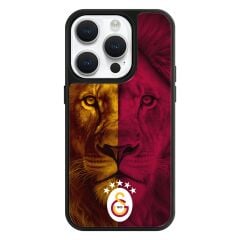 iPhone 15 Pro Uyumlu Galatasaray 5 Yıldız Parçalı Aslan Cam Lisanslı Telefon Kılıfı