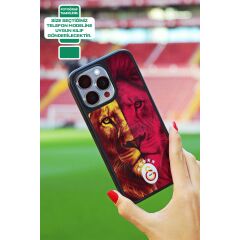 iPhone 15 Pro Uyumlu Galatasaray 5 Yıldız Parçalı Aslan Cam Lisanslı Telefon Kılıfı