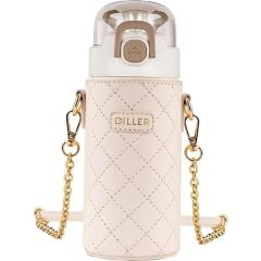 Diller Çelik Pipetli Termos Matara 450ml Krem