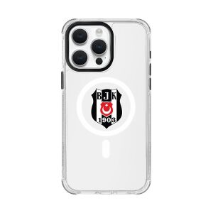 iPhone 15 Pro Max Uyumlu Beşiktaş Logo Şeffaf Magsafe Lisanslı Telefon Kılıfı