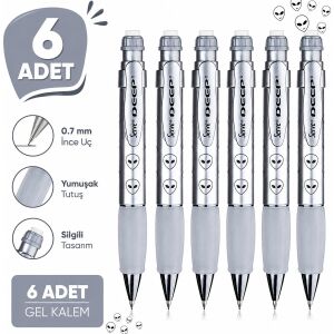 Versatil Kalem Deep 0.7 mm Metalik Gri Uzaylı 6'lı Paket