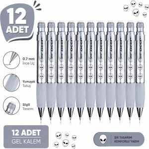 Versatil Kalem Deep 0.7 mm Metalik Gri Uzaylı 12'li Paket