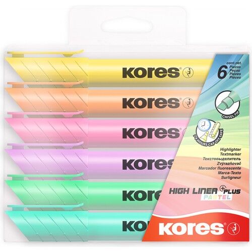 36060 Hıgh Lıner Plus Pastel Set, Chisel Tip, Karışık Colours Plastic Case 6 Adet