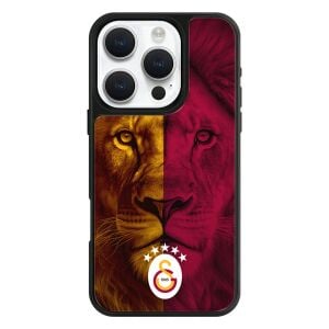 iPhone 16 Pro Uyumlu Galatasaray 5 Yıldız Parçalı Aslan Lisanslı Telefon Kılıfı