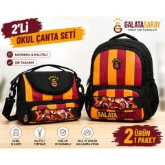 Galatasaray Lisanslı 4 Bölmeli Okul Çantası 26568+ Beslenme Çantası 26570
