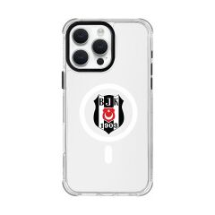 iPhone 16 Pro Max Uyumlu Beşiktaş Logo Şeffaf Magsafe Lisanslı Telefon Kılıfı
