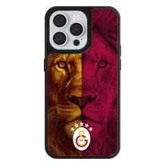 iPhone 13 Pro Uyumlu Galatasaray 5 Yıldız Parçalı Aslan Cam Lisanslı Telefon Kılıfı
