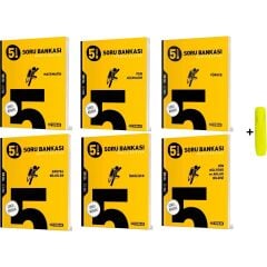 5. Sınıf Matematik Soru Bankası - Fen Bilimleri Soru Bankası - Türkçe Soru Bankası - İngilizce Soru Bankası 6'lı Set + Fosforlu Kalem