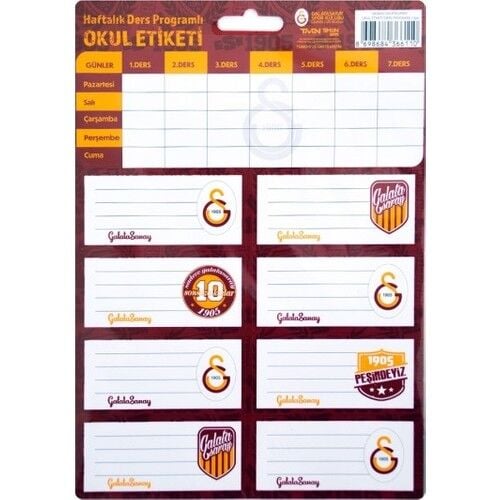 020 Timon - Galatasaray Okul Etiketi Ders Programlı 3yp(25x12)