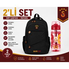 Galatasaray Lisanslı Siyah Sırt Çantası 26547+ Matara 26567