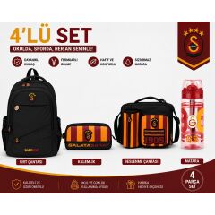 Galatasaray Lisanslı Siyah Sırt Çantası 26547+ Beslenme Çantası 26927+ Kalemlik 26578+ Matara 26567