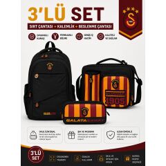 Galatasaray Lisanslı Siyah Sırt Çantası 26547+ Beslenme Çantası 26927+ Kalemlik 26578