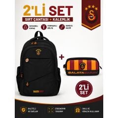 Galatasaray Lisanslı Siyah Sırt Çantası 26547+ Kalemlik 26578