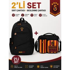 Galatasaray Lisanslı Siyah Sırt Çantası 26547+ Beslenme Çantası 26927