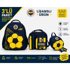 Fenerbahçe Lisanslı 3D Suni Deri Detaylı Okul Çantası 26784+ Kalemlik 26787+ Beslenme Çantası 26760