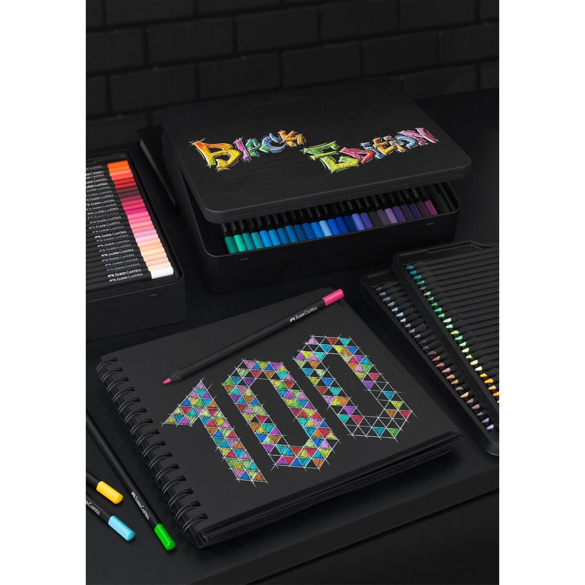 Faber-Castell Black Edition 100'lü Renkli Kalemler Metal Kutu, Kırılmaz, Çocuklar ve Yetişkinler İçin