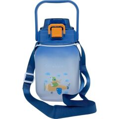 Vagonlife VGN2275 T Mavi 1100 ml Çocuk Pipetli Pipetsiz Kullanım Su Matarası Askılı Çıkartma