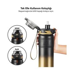 TKK Çelik Termos Matara 900ML Golden T2025