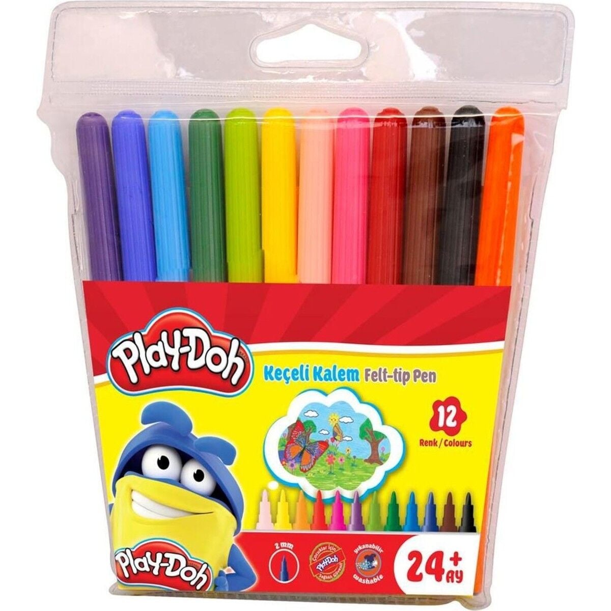 Play-Doh Keçeli Kalem 12 Renk 2Mm Pvc Ke-005