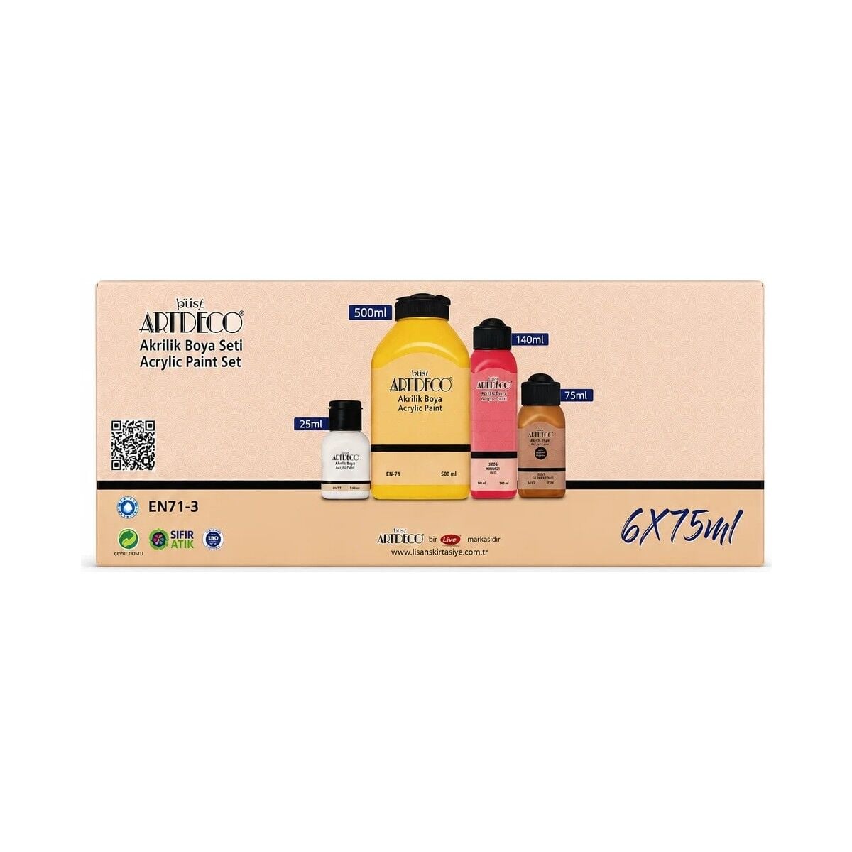 Artdeco Akrilik Boya Set Canlı Renkler 6 x 75ml