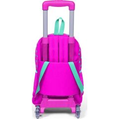 Coral High Çekçekli Okul Sırt Çantası Pembe-Turkuaz Kalp Desenli 23133