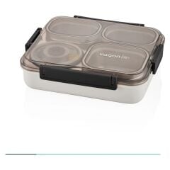 4 Bölmeli ( Yeni ) 1200 ml Çelik Lunch Box VGN-7080 - Siyah