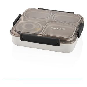 Vagonlife 4 Bölmeli ( Yeni ) 1200 ml Çelik Lunch Box VGN-7080 - Siyah