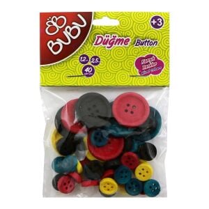 Bubu Renkli Düğme 1,2cm 2,5cm 40'lı HS0007