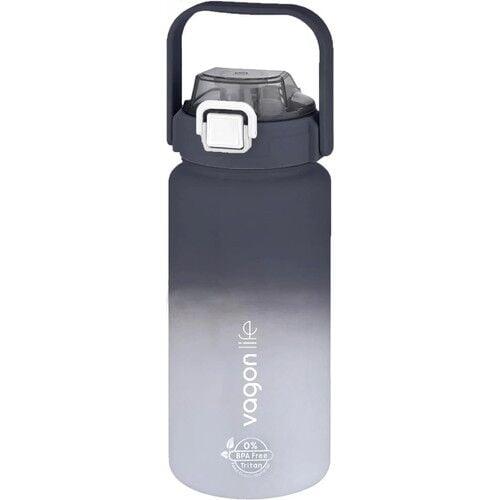 Vagonlife VGN2213 T Siyah Beyaz 1500 ml Pipetli pipetsiz Kullanım Çift Renk Softtouch Motivasyon Matarası