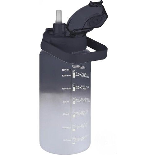 Vagonlife VGN2213 T Siyah Beyaz 1500 ml Pipetli pipetsiz Kullanım Çift Renk Softtouch Motivasyon Matarası