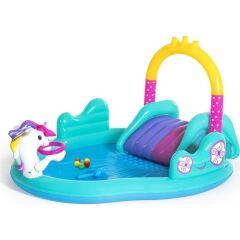 Bestway 53097- Unicorn Temalı Kaydıraklı, Potalı Fıskiyeli Havuz 274 x 198 x 37 cm