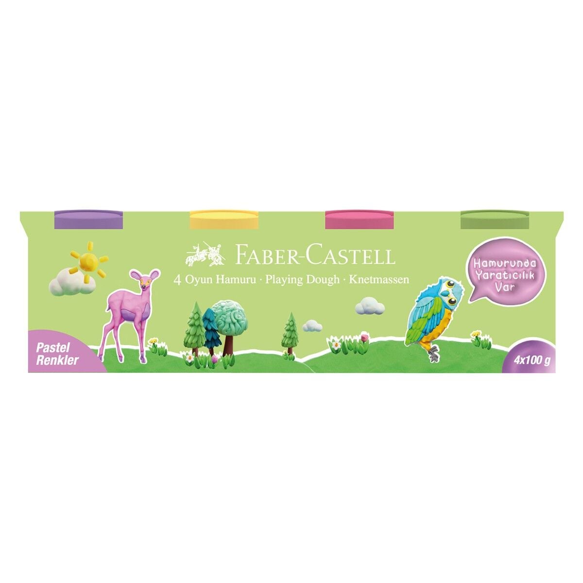 Faber Castell Oyun Hamuru Pastel Renkler 4 x 100G