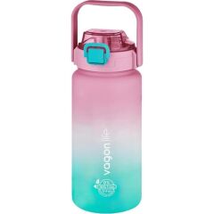 Vagonlife VGN2213-T Pembe-Turkuaz 1500ML Pipetli/pipetsiz Kullanım Çift Renk Softtouch Motivasyon Matarası