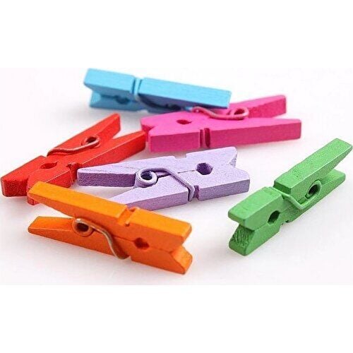 Brons Ahşap Mandal Renkli Mini