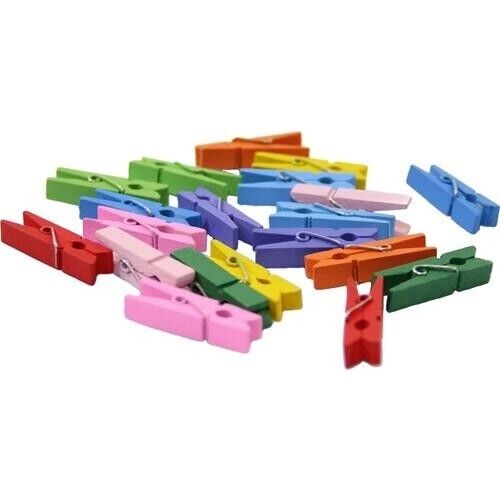 Brons Ahşap Mandal Renkli Mini